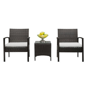 Rattan Sofa Set - Brown - Arm Chairs and Coffee Table