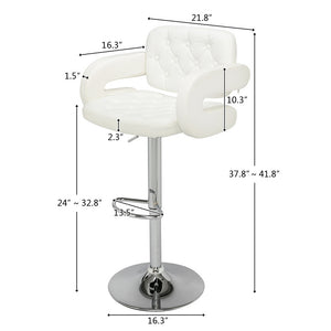 Two adjustable height bar stools with armrest - White / Black