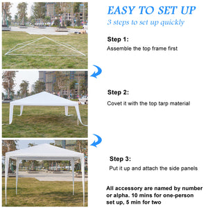 Waterproof Tent with Spiral Tubes White - 3 x 3m