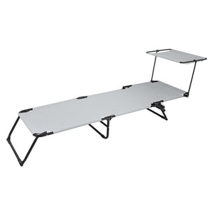 Camping Bed - Grey - Outdoor Folding (With Head Canopy)