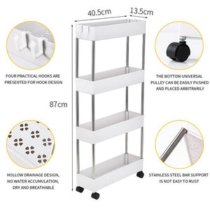 Thin Storage Cart - White - 4-Layer -  Multi-functional