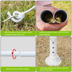Waterproof Tent with Spiral Tubes White - 3 x 3m