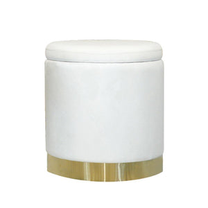 Ottoman Round Velvet Modern Footrest - white, grey or pink - Home Happy Hour