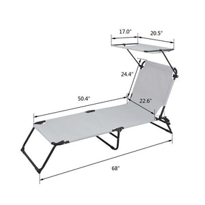 Camping Bed - Grey - Outdoor Folding (With Head Canopy)