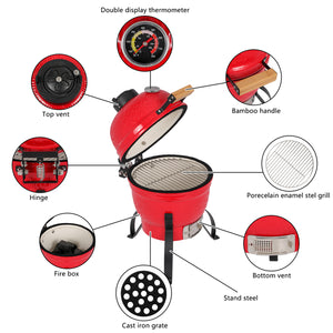 Charcoal Grill Orange - 13inch Ceramic