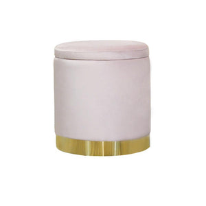 Ottoman Round Velvet Modern Footrest - white, grey or pink - Home Happy Hour