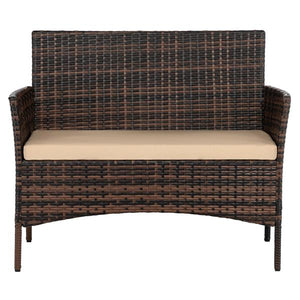 Rattan Sofa Set with Coffee Table - Brown