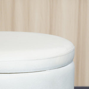 Ottoman Round Velvet Modern Footrest - white, grey or pink - Home Happy Hour