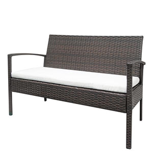 Rattan Sofa Set with Coffee Table - Brown