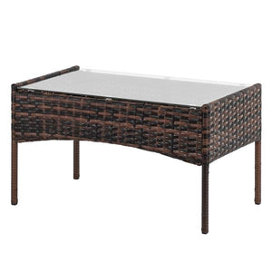 Rattan Sofa Set with Coffee Table - Brown