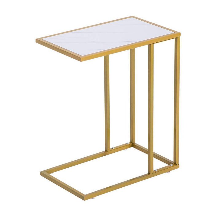 White and gold marble side table