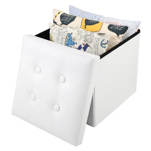White Footstool - PU Leather