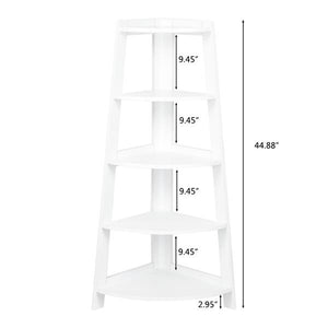 Corner Shelf Stand -  White - 5 Tier