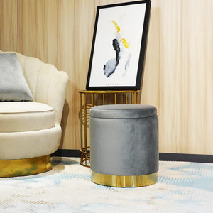 Ottoman Round Velvet Modern Footrest - white, grey or pink - Home Happy Hour