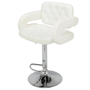 Two adjustable height bar stools with armrest - White / Black