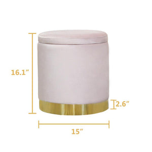 Ottoman Round Velvet Modern Footrest - white, grey or pink - Home Happy Hour