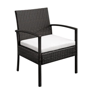 Rattan Sofa Set - Brown - Arm Chairs and Coffee Table