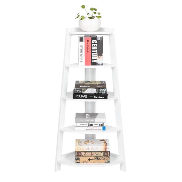 Corner Shelf Stand -  White - 5 Tier