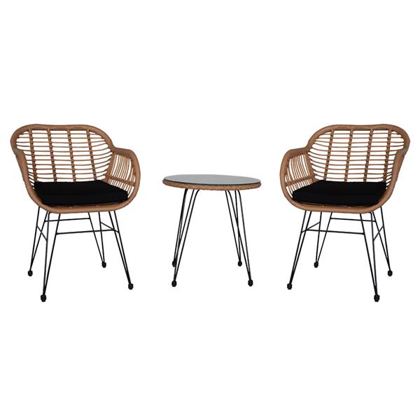 Wicker Rattan Patio Set with Glass Table