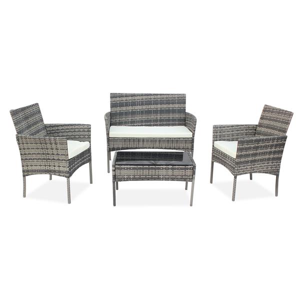 Rattan furniture set - Grey - four piece