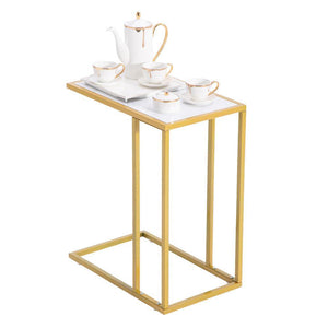 White and gold marble side table - Home Happy Hour