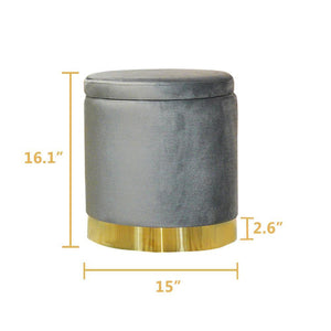 Ottoman Round Velvet Modern Footrest - white, grey or pink - Home Happy Hour