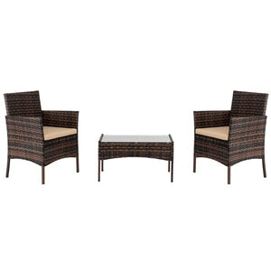 Rattan Sofa Set with Coffee Table - Brown