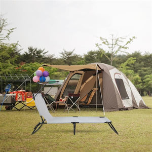 Camping Bed - Grey - Outdoor Folding (With Head Canopy)