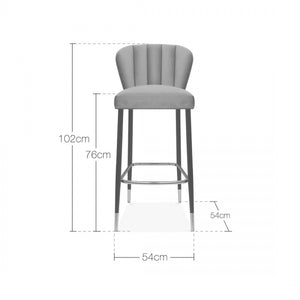 Velvet bar stool - Grey, Midnight Blue or Teal