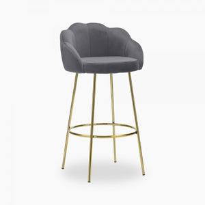 Bar Stool, Tan or Grey Velvet