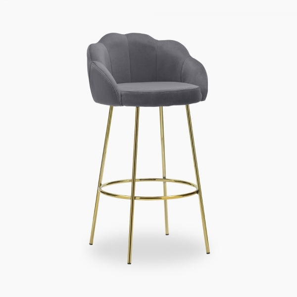 Bar Stool, Tan or Grey Velvet