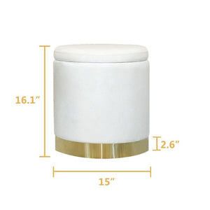 Ottoman Round Velvet Modern Footrest - white, grey or pink - Home Happy Hour