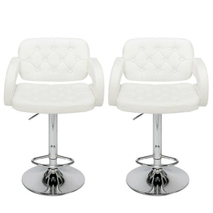 Two adjustable height bar stools with armrest - White / Black