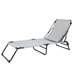 Camping Bed - Grey - Outdoor Folding (With Head Canopy)