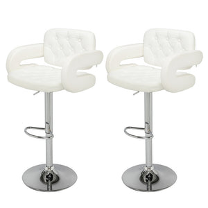 Two adjustable height bar stools with armrest - White / Black