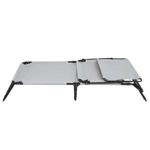 Camping Bed - Grey - Outdoor Folding (With Head Canopy)