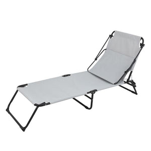 Camping Bed - Grey - Outdoor Folding (With Head Canopy)