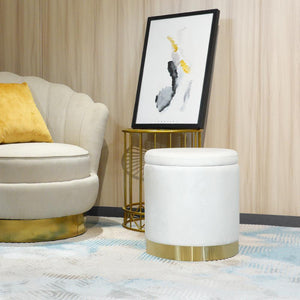 Ottoman Round Velvet Modern Footrest - white, grey or pink - Home Happy Hour
