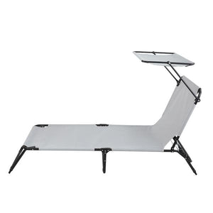 Camping Bed - Grey - Outdoor Folding (With Head Canopy)