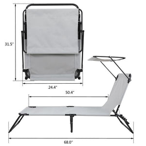 Camping Bed - Grey - Outdoor Folding (With Head Canopy)