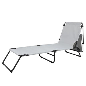 Camping Bed - Grey - Outdoor Folding (With Head Canopy)