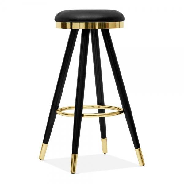 Brass faux leather upholstered bar stool - Home Happy Hour