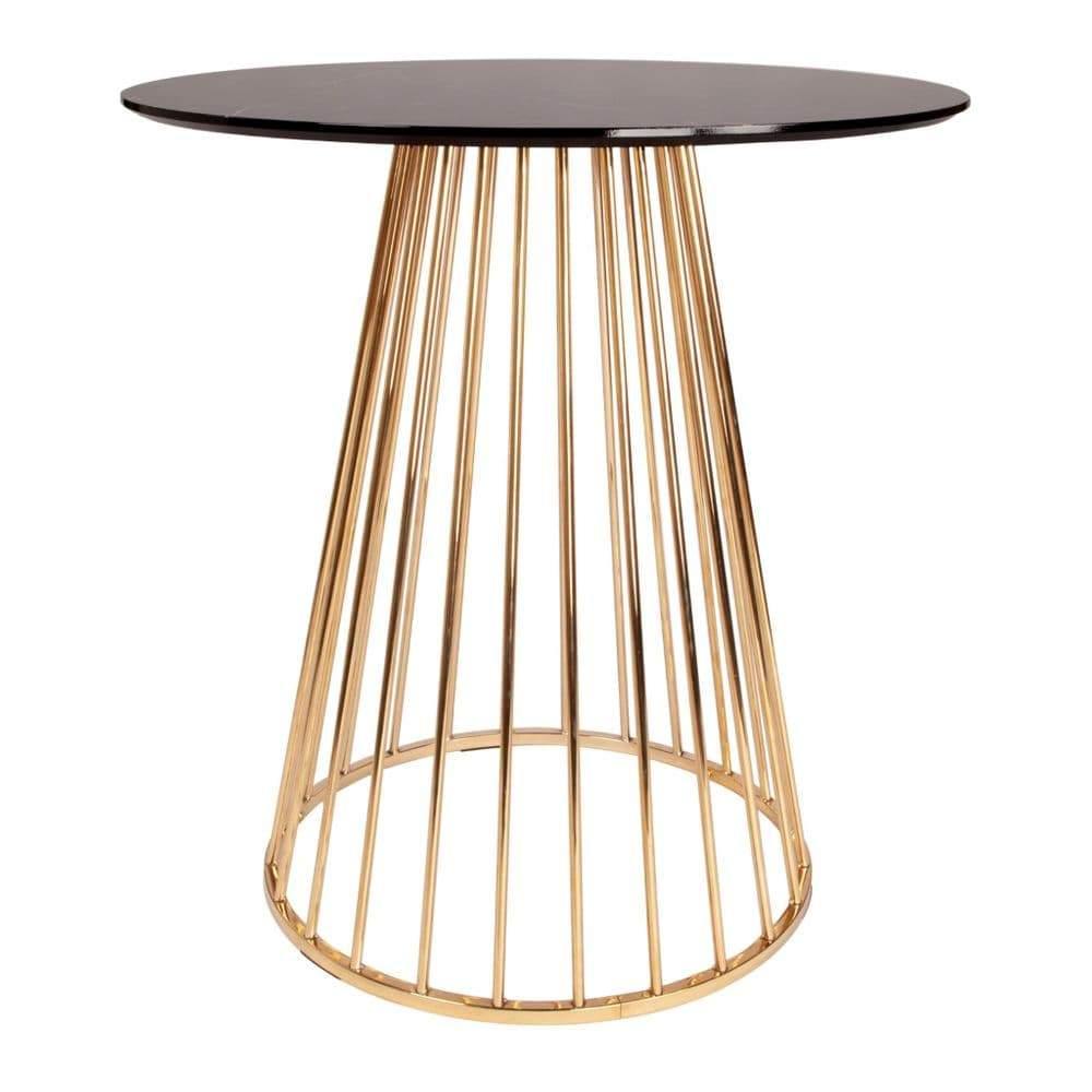 Marble Effect Bar Table - Black with Gold Legs - Home Happy Hour
