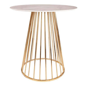Marble Effect Bar Table - White with Gold Legs - Home Happy Hour