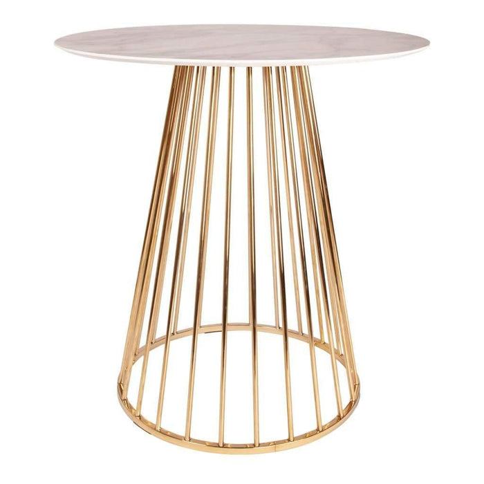 Marble Effect Bar Table - White with Gold Legs