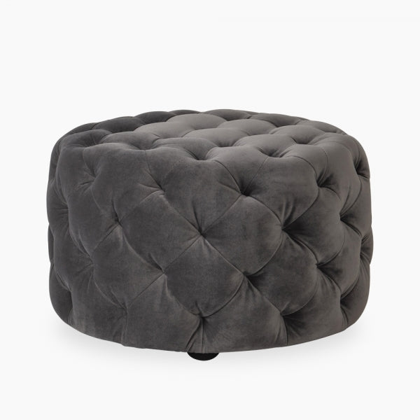 Velvet Pouffe - Black or Grey
